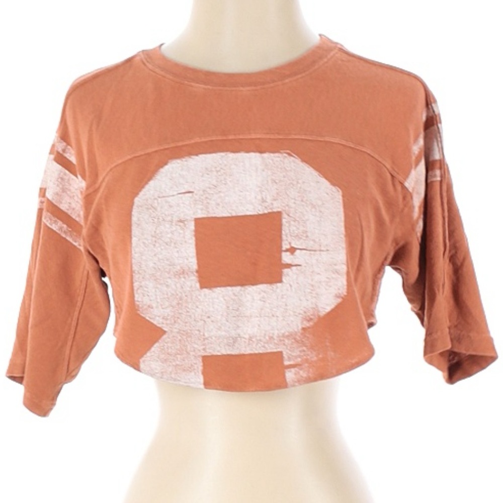 Free People Cropped Orange Jersey Tee XS